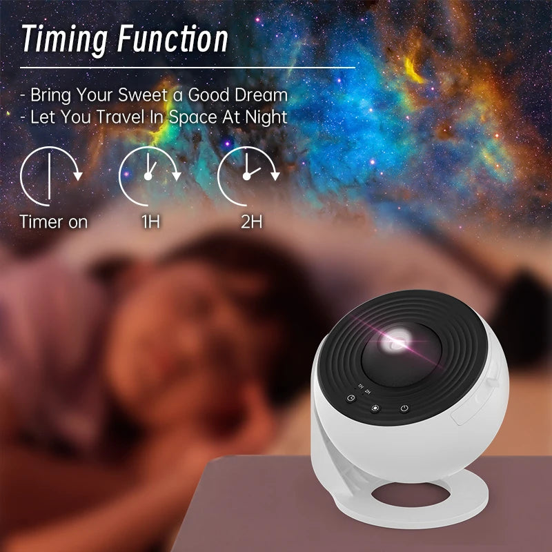 Galaxy Star Projector Night Light – 360° Rotating Nebula for Bedroom & Kids