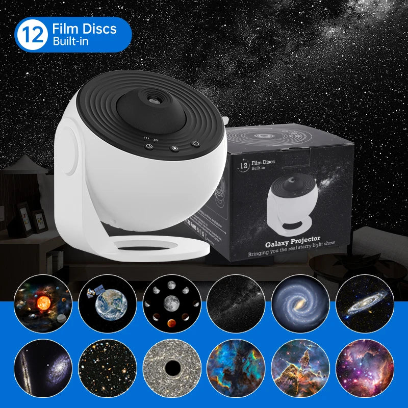 Galaxy Star Projector Night Light – 360° Rotating Nebula for Bedroom & Kids