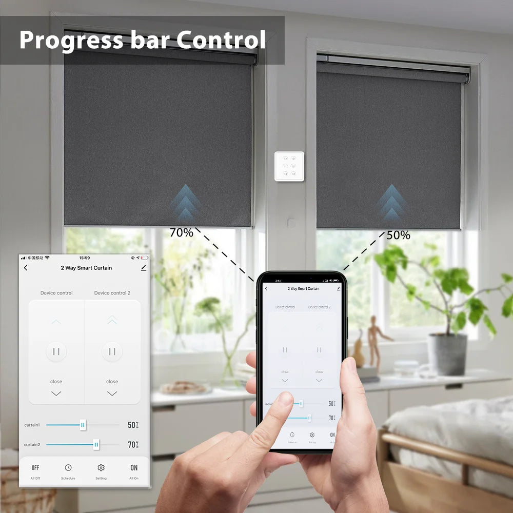 Smart WiFi Curtain Switch – Wall-Mounted, Alexa & Google Voice Control