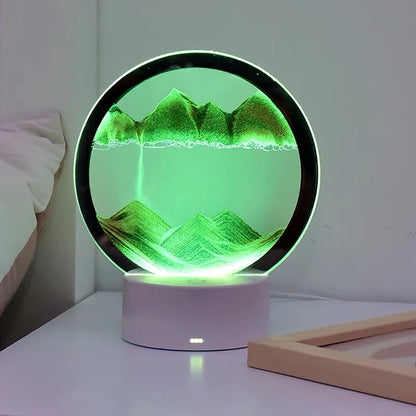 Liquid Sand Table Lamp – Flowing Glass Sand Art with Warm LED Light