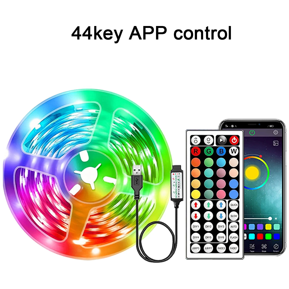 RGB LED Strip Lights – App + Voice Control, Music Sync, Cuttable to Size