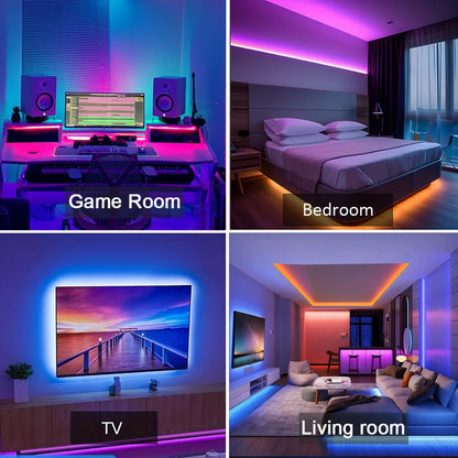 RGB LED Strip Lights – App + Voice Control, Music Sync, Cuttable to Size