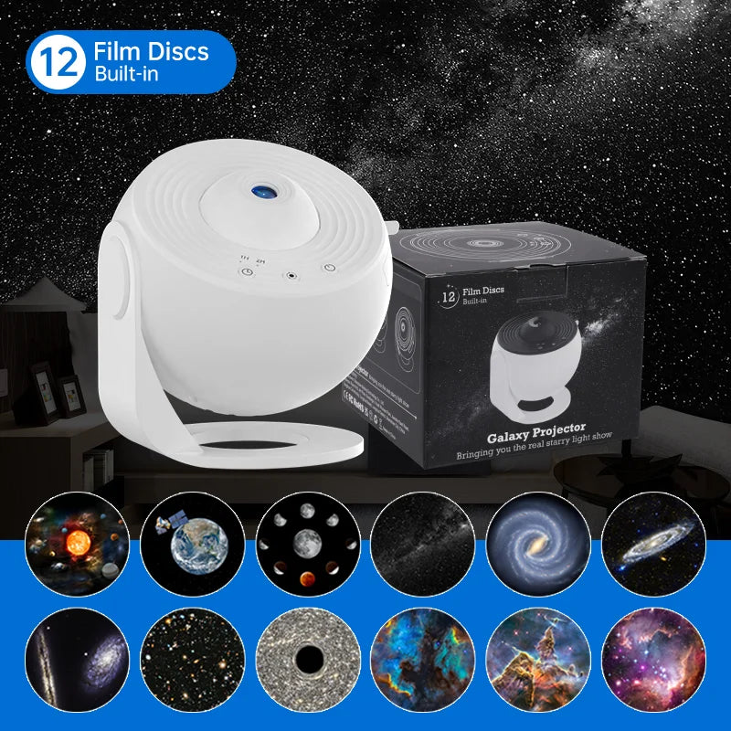 Galaxy Star Projector Night Light – 360° Rotating Nebula for Bedroom & Kids