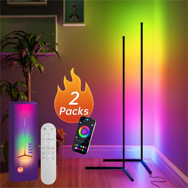 RGB Smart Corner Floor Lamp – WiFi App Control, Music Sync, Alexa & Google