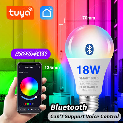 WiFi + Bluetooth RGB LED Bulb Dual Connectivity App & Voice Control