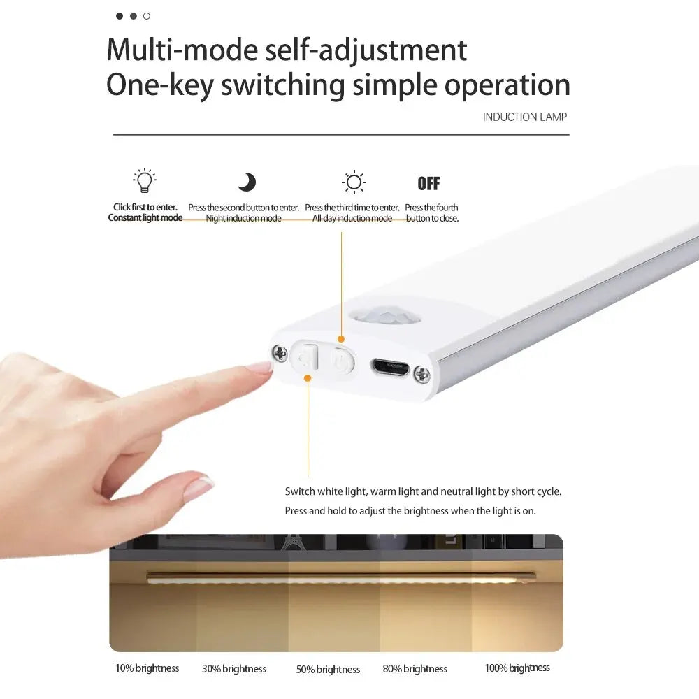 Rechargeable Motion Sensor LED Light Bar – Wardrobe, Kitchen & Cabinet