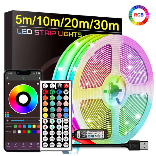 RGB LED Strip Lights – App + Voice Control, Music Sync, Cuttable to Size