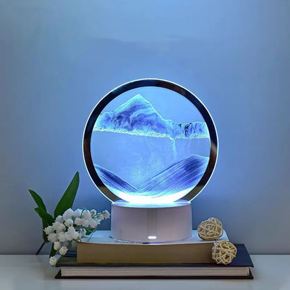 Liquid Sand Table Lamp – Flowing Glass Sand Art with Warm LED Light