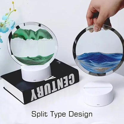 Liquid Sand Table Lamp – Flowing Glass Sand Art with Warm LED Light