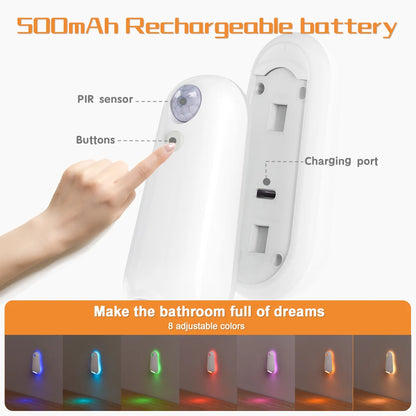  Toilet Night Light 8-Colour LED Bowl Light Auto On and Off