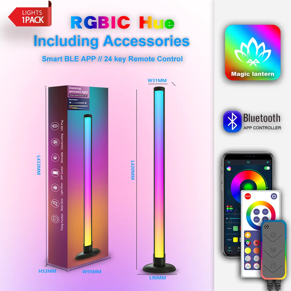 RGB Ambient Desk Light – Behind-Screen LED Bar, Music Sync, App Control