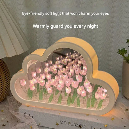 Tulip Night Light Cute Soft-Glow Bedside Lamp Rechargeable