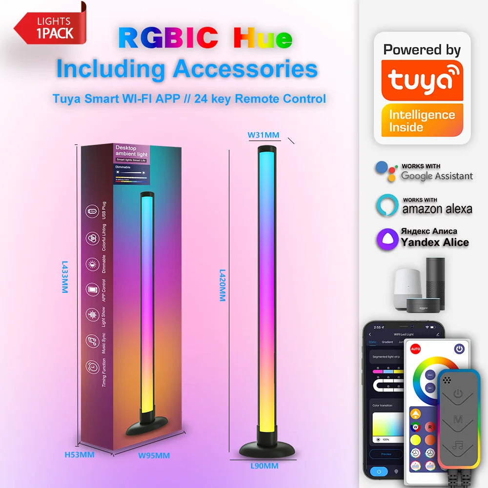 RGB Ambient Desk Light – Behind-Screen LED Bar, Music Sync, App Control