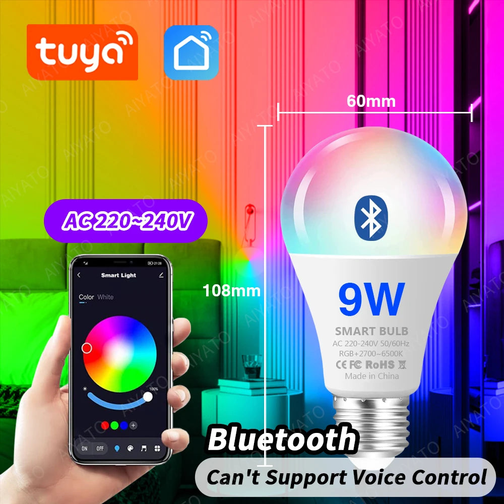 WiFi + Bluetooth RGB LED Bulb Dual Connectivity App & Voice Control