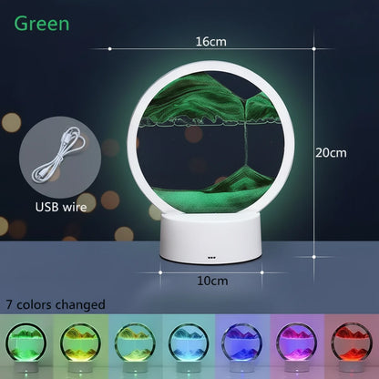 Liquid Sand Table Lamp – Flowing Glass Sand Art with Warm LED Light