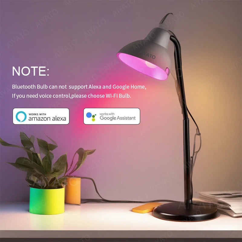 WiFi + Bluetooth RGB LED Bulb Dual Connectivity App & Voice Control