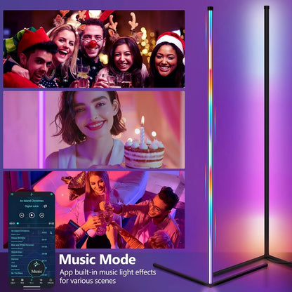 RGB Smart Corner Floor Lamp – WiFi App Control, Music Sync, Alexa & Google