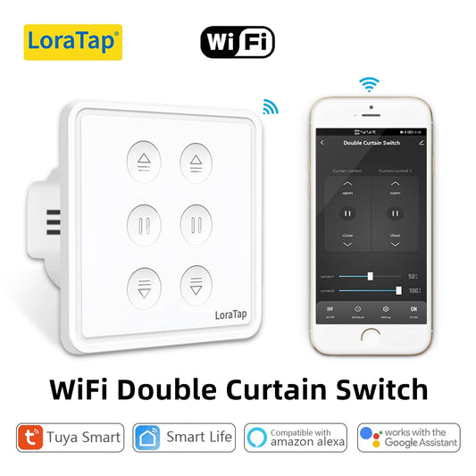 Smart WiFi Curtain Switch – Wall-Mounted, Alexa & Google Voice Control