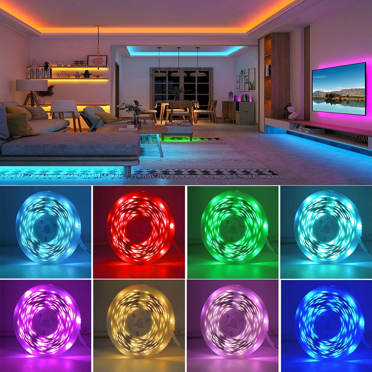 RGB LED Strip Lights – App + Voice Control, Music Sync, Cuttable to Size