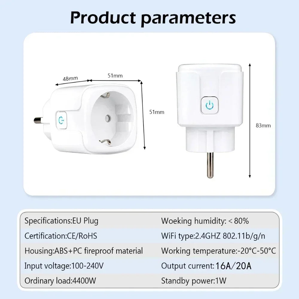 Smart WiFi Plug EU Socket – Alexa, Google Home & Smart Life App Control