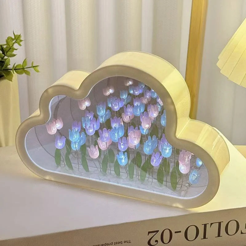 Tulip Night Light Cute Soft-Glow Bedside Lamp Rechargeable