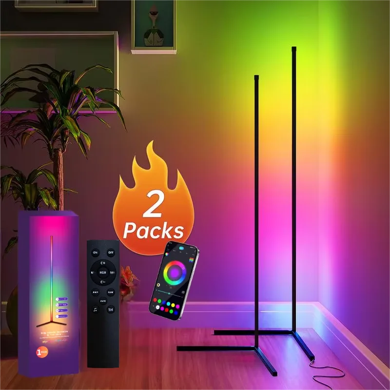 RGB Smart Corner Floor Lamp – WiFi App Control, Music Sync, Alexa & Google