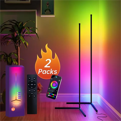 RGB Smart Corner Floor Lamp – WiFi App Control, Music Sync, Alexa & Google