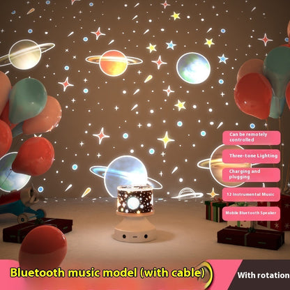 Star Projector Lamp with Bluetooth Speaker – 360° Galaxy Light Show
