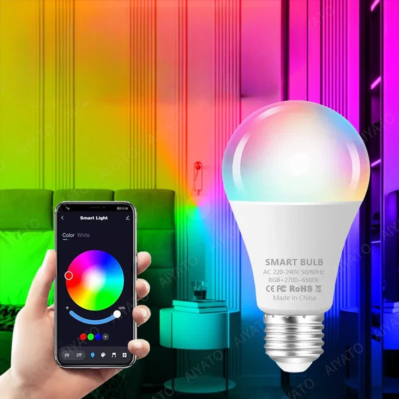 WiFi + Bluetooth RGB LED Bulb Dual Connectivity App & Voice Control