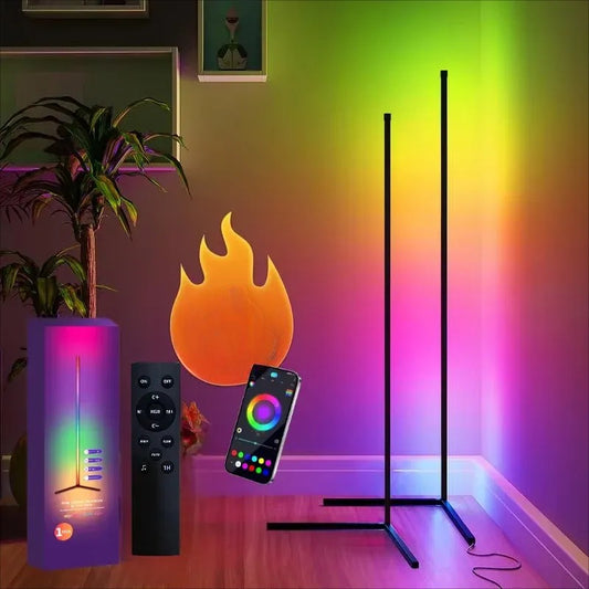 RGB Smart Corner Floor Lamp – WiFi App Control, Music Sync, Alexa & Google